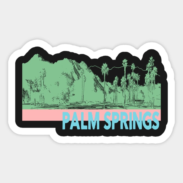 Palm Springs Desert Landscape With Palm Trees Sticker by encycloart